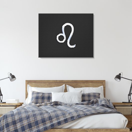 Modern Chrome like Leo Sign on slangenhuid Canvas Afdruk (Insitu (Slaapkamer))