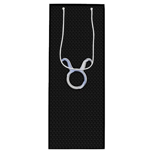 Modern Chrome zoals Taurus Zodiac Sign Wijn Cadeautas (Voorkant)