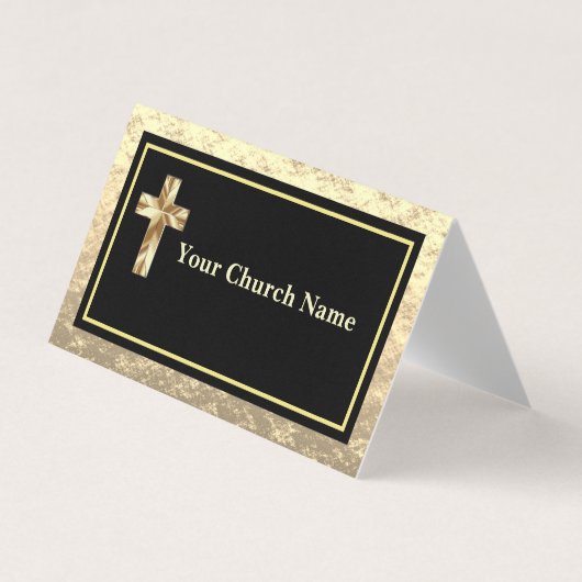 Modern Church Gold And Black KJV Networking Card Visitekaartje (Voorkant)