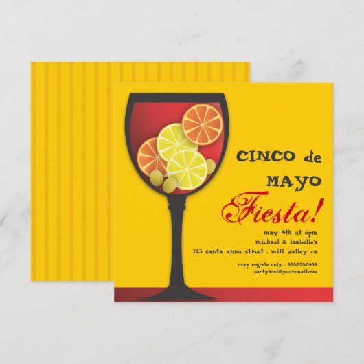 Modern Cinco de Mayo Sangria Fiesta Uitnodiging (Voorkant / Achterkant)