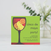 Modern Cinco de Mayo Sangria Party Invitation Kaart (Staand voorkant)