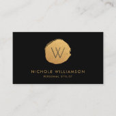 Modern Circle Deep Black Faux Folie | Goud Visitekaartje (Voorkant)