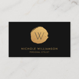 Modern Circle Deep Black Faux Folie | Goud Visitekaartje