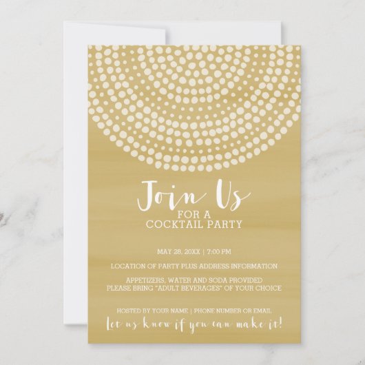 Modern Circle Dot Pattern - Gouden Cocktail Party Kaart (Voorkant)
