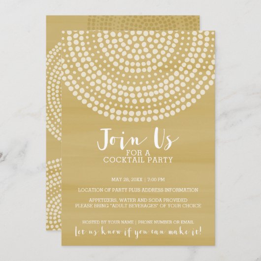 Modern Circle Dot Pattern - Gouden Cocktail Party Kaart (Voorkant / Achterkant)