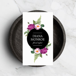 Modern Circle Floral Wreath Wit Visitekaartje