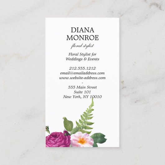 Modern Circle Floral Wreath Wit Visitekaartje (Achterkant)