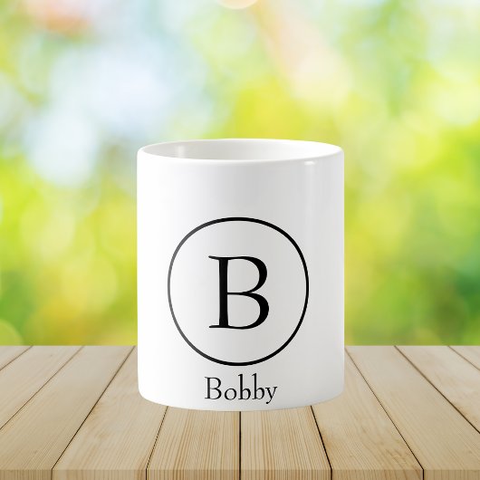 Modern Circle Initial Monogram Coffee Mug Koffiemok