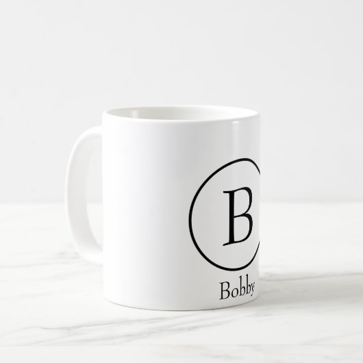 Modern Circle Initial Monogram Coffee Mug Koffiemok (Voorkant links)