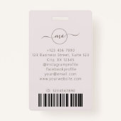 Modern Circle logo Medewerker ID Roze Barcode Badge (Achterkant)