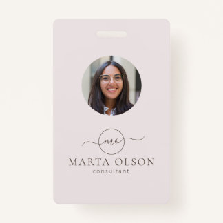 Modern Circle logo Medewerker ID Roze Barcode Badge