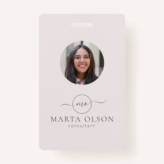 Modern Circle logo Medewerker ID Roze Barcode Badge (Voorkant)