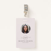 Modern Circle logo Medewerker ID Roze Barcode Badge (Voorkant met clip)