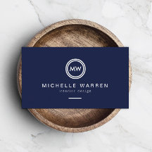 Modern Circle Monogram Initialen op Midnight Blue