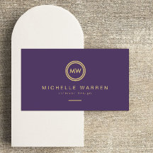 Modern Circle Monogram Initialen op Royal Paarse