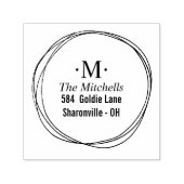 Modern Circles Krans Monogram adres Zelfinktende Stempel (Design)