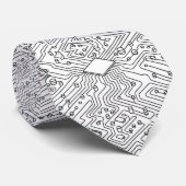 Modern Circuit Board Necktie - B&W Tech Geek Stropdas (Opgerold)