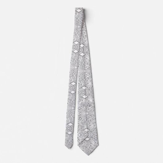 Modern Circuit Board Necktie - B&W Tech Geek Stropdas (Achterkant)