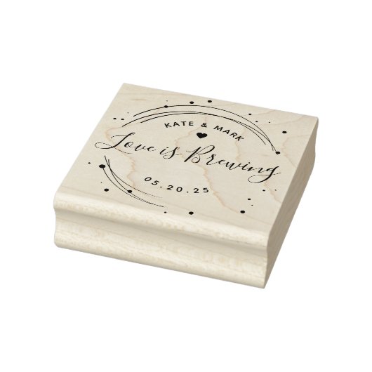 Modern Circular Love is Brewing Wedding Favor Rubberstempel (Stempel)