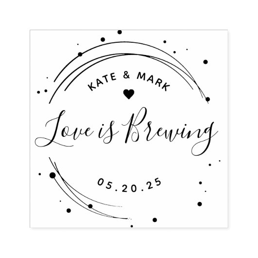 Modern Circular Love is Brewing Wedding Favor Rubberstempel (Afrduk)