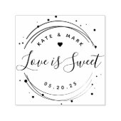 Modern Circular Love is Sweet Wedding Favor Zelfinktende Stempel (Design)