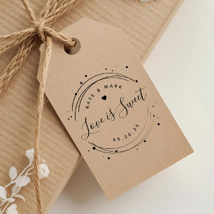 Modern Circular Love is Sweet Wedding Favor Zelfinktende Stempel