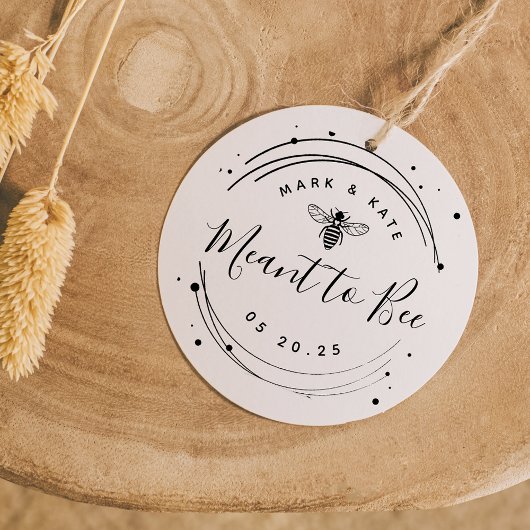 Modern Circular Meant to Bee Honey Wedding Favor Zelfinktende Stempel