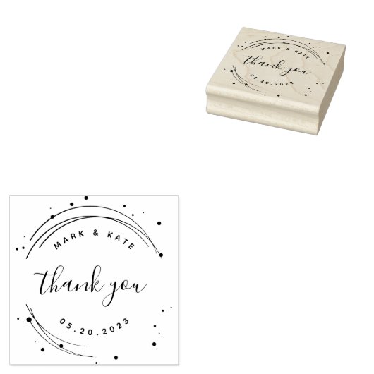 Modern Circular Wedding Favor Bedankt Rubberstempel (Gestempeld)