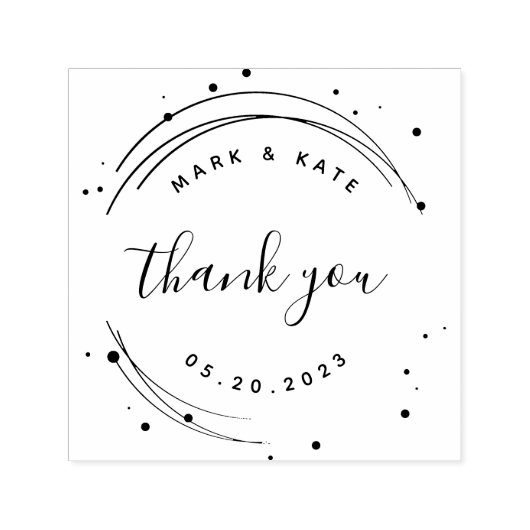 Modern Circular Wedding Favor Bedankt Zelfinktende Stempel (Design)