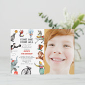 Modern Circus Carnival Festival Foto van Birthday Kaart (Staand voorkant)