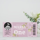 Modern Circus Stars Birthday Ticket Party Kaart (Staand voorkant)