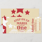 Modern Circus Tent Birthday Ticket Party Kaart (Voorkant / Achterkant)