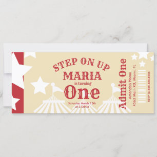 Modern Circus Tent Birthday Ticket Party Kaart