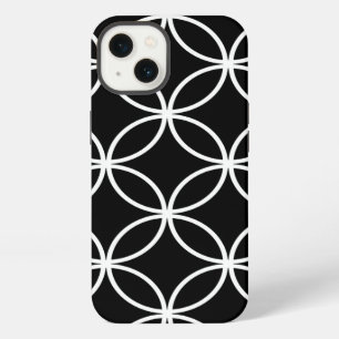 Modern Cirkels Patroon Zwart en Wit iPhone 13 Hoesje