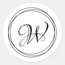 Modern cirkelvormig patroonmonogram ronde sticker