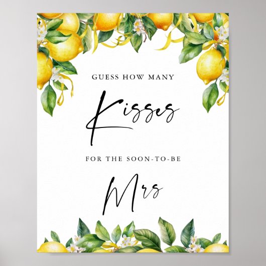 Modern Citroen Citrus hoeveel kussen vrijgezellenf Poster (Voorkant)