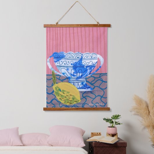 Modern citroen stilleven hangend wandkleed (Slaapkamer)