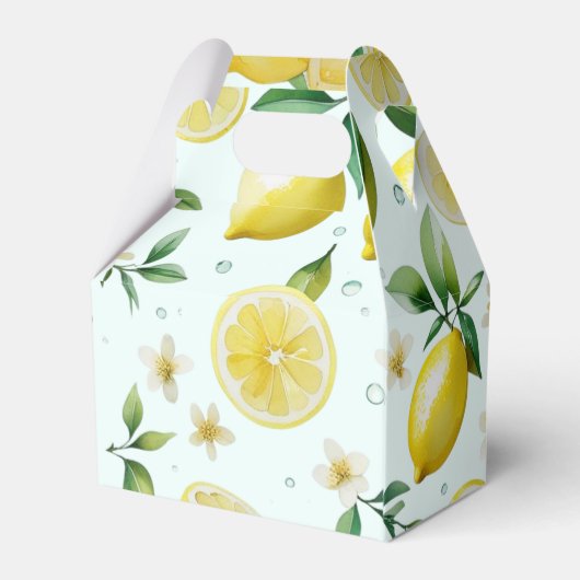 Modern citroenblauw bloemenscript vrijgezellenfees bedankdoosjes (Achterkant)