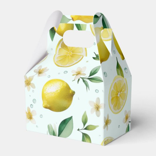 Modern citroenblauw bloemenscript vrijgezellenfees bedankdoosjes (Voorkant Zijde)