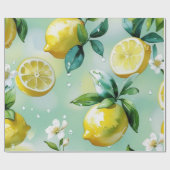 Modern citroenblauw bloemenscript vrijgezellenfees cadeaupapier (Vlak)