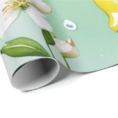 Modern citroenblauw bloemenscript vrijgezellenfees cadeaupapier (Rol Hoek)