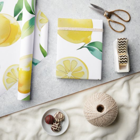 Modern citroenblauw bloemenscript vrijgezellenfees cadeaupapier (Crafts)