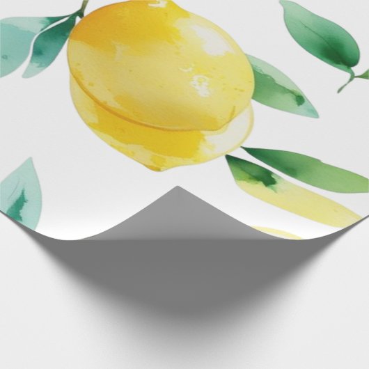 Modern citroenblauw bloemenscript vrijgezellenfees cadeaupapier (Hoek)