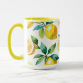 Modern citroenblauw bloemenscript vrijgezellenfees mok (Links)