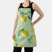 Modern citroenblauw bloemenscript vrijgezellenfees schort (Insitu)