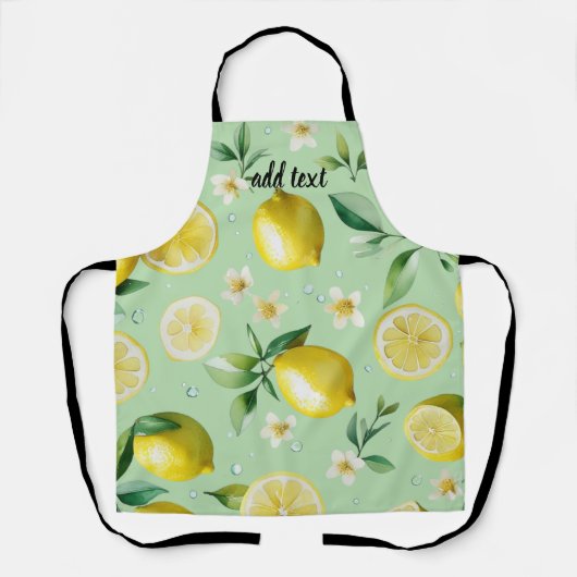 Modern citroenblauw bloemenscript vrijgezellenfees schort (Voorkant)