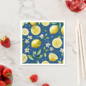 Modern citroenblauw bloemenscript vrijgezellenfees servet (Insitu)