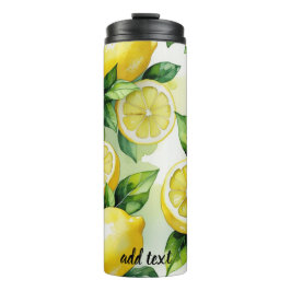 Modern citroenblauw bloemenscript vrijgezellenfees thermosbeker