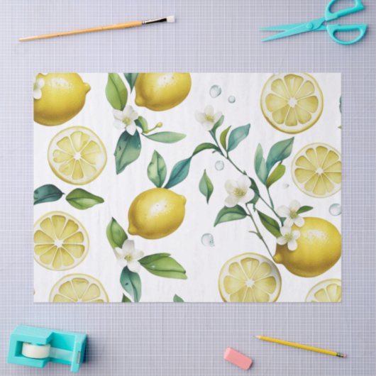 Modern citroenblauw bloemenscript vrijgezellenfees tissuepapier (Craft)