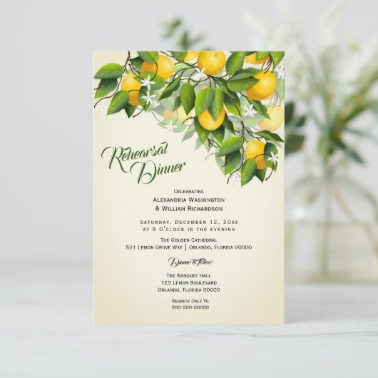 Modern  citroenfruit | repetitie diner kaart (Staand voorkant)